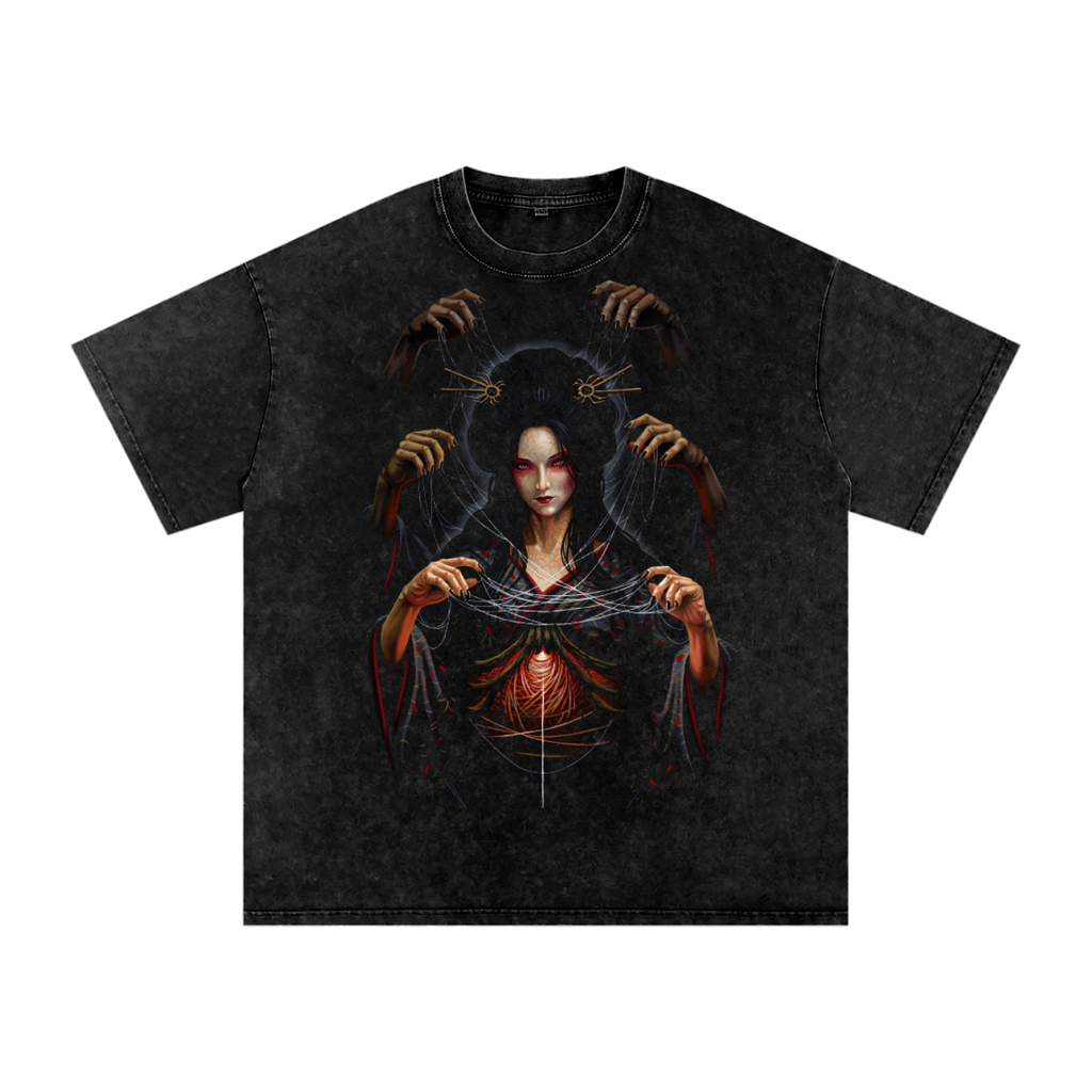Jorogumo - Spider Demon - Snow Washed Oversized Cotton T-Shirt