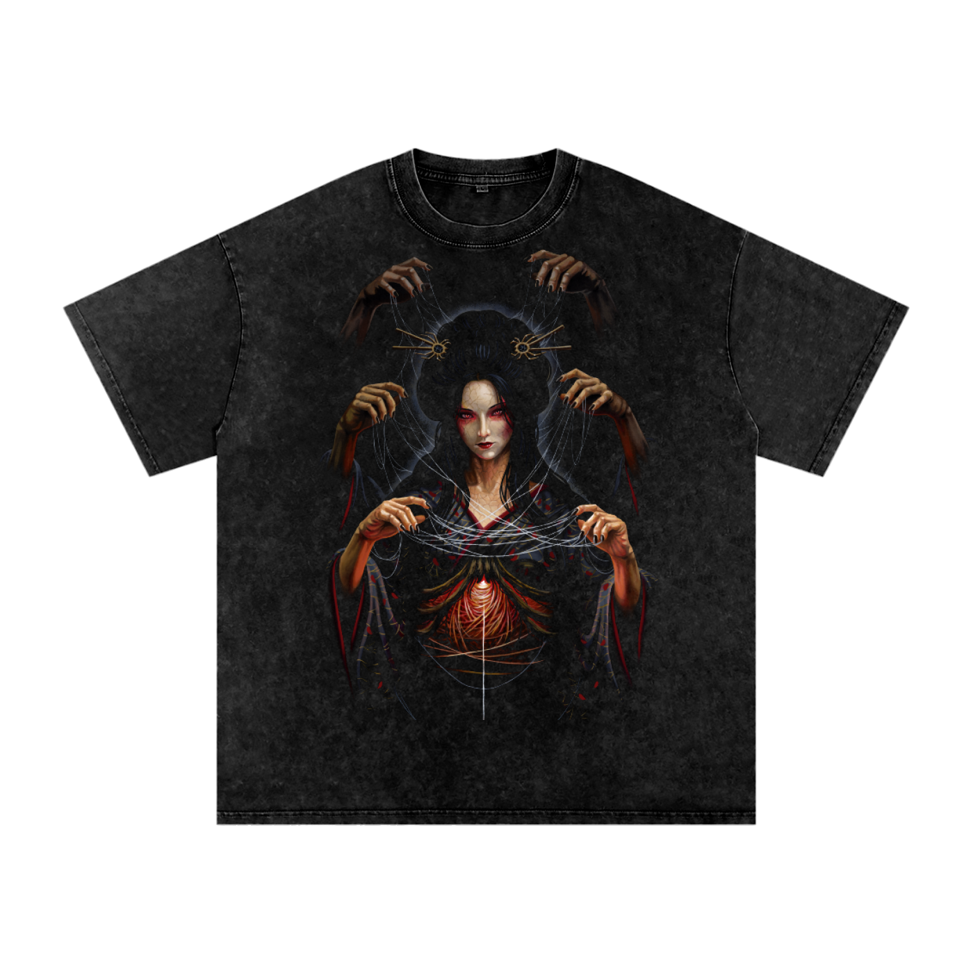 Jorogumo - Spider Demon - Snow Washed Oversized Cotton T-Shirt