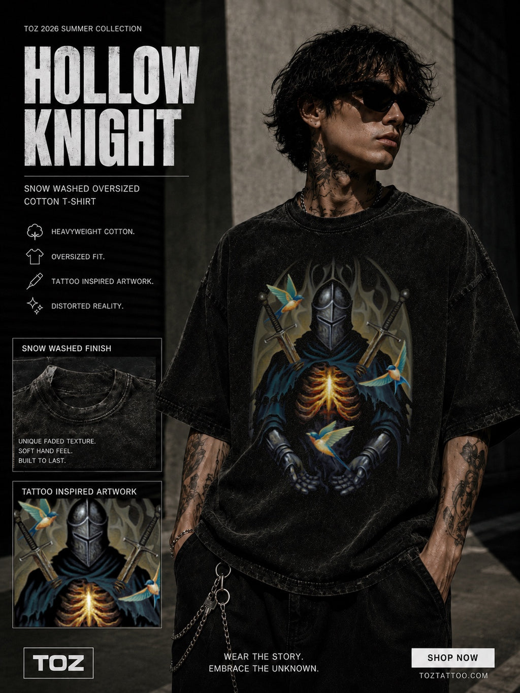 Hollow Knight - Snow Washed Oversized Cotton T-Shirt